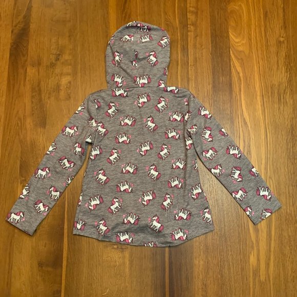 LILY BLEU Girls Soft Unicorn Top Shirt 4 4T Grey Pink Unicorns Knot Hood Girl - Picture 2 of 9